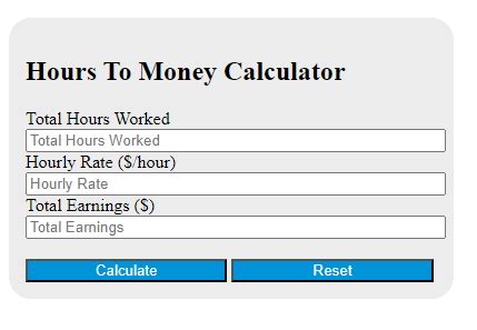 time to money calculator.